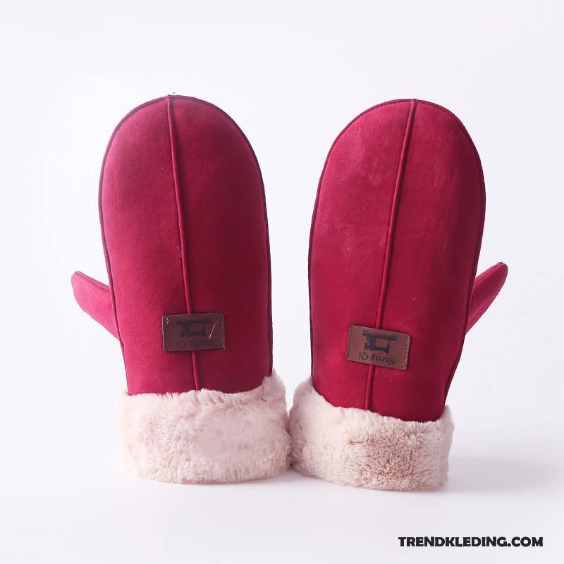 Handschoenen Dames Tas Winter Cyclus Blijf Warm Student Verdikken Rood