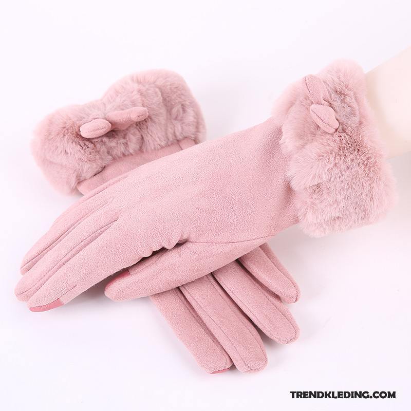 Handschoenen Dames Touchscreen Pluche Zoet Blijf Warm Student Herfst Rood