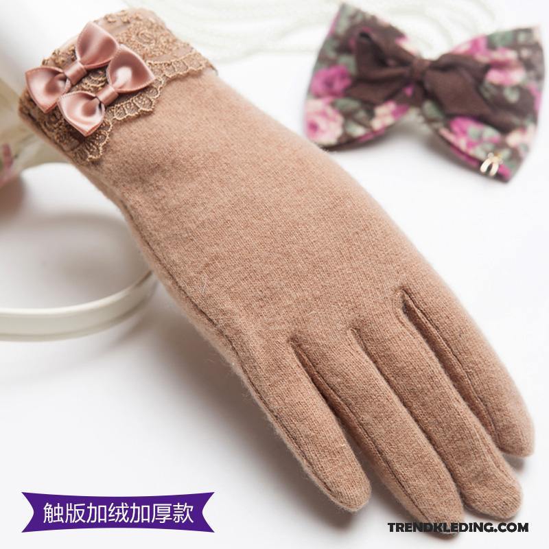 Handschoenen Dames Vlinderdas Herfst Wol Doek Winter Schattig Paars