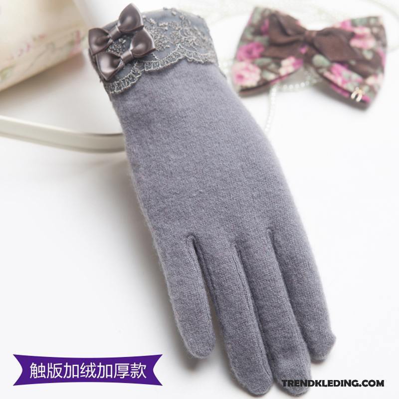 Handschoenen Dames Vlinderdas Herfst Wol Doek Winter Schattig Paars