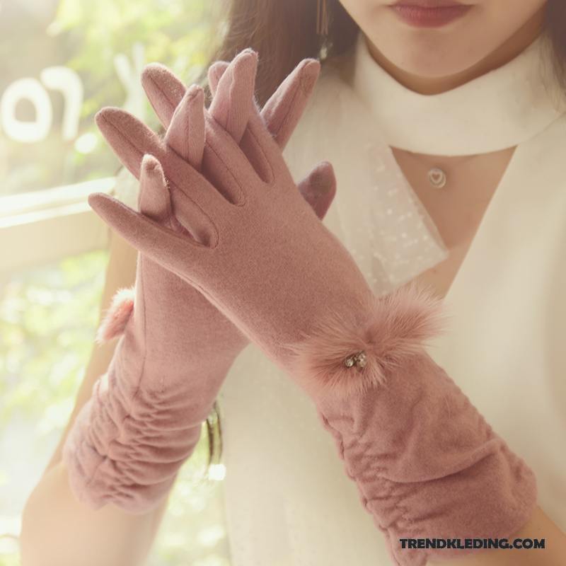 Handschoenen Dames Voorjaar Herfst Koude Autorijden Dun Touchscreen Grijs