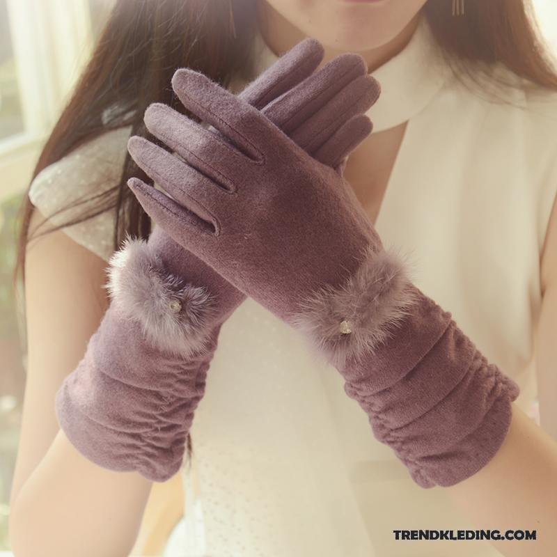 Handschoenen Dames Voorjaar Herfst Koude Autorijden Dun Touchscreen Grijs