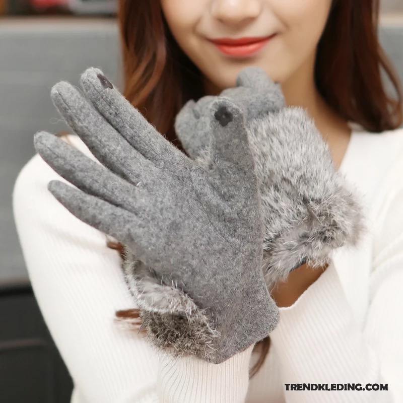 Handschoenen Dames Winter Cyclus Autorijden Trend Pluche Touchscreen Roze
