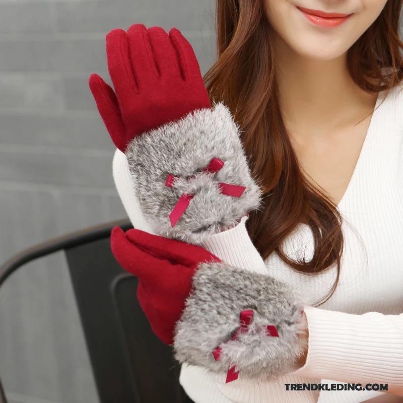 Handschoenen Dames Winter Cyclus Autorijden Trend Pluche Touchscreen Roze
