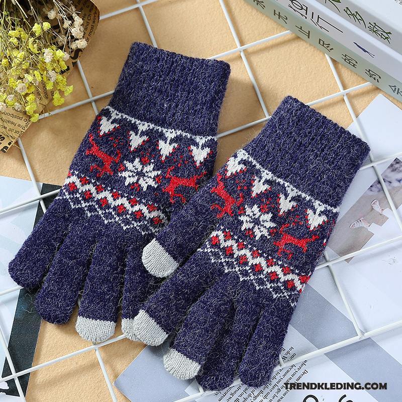 Handschoenen Dames Winter Herfst Cyclus Wollen Blijf Warm Verdikken Purper