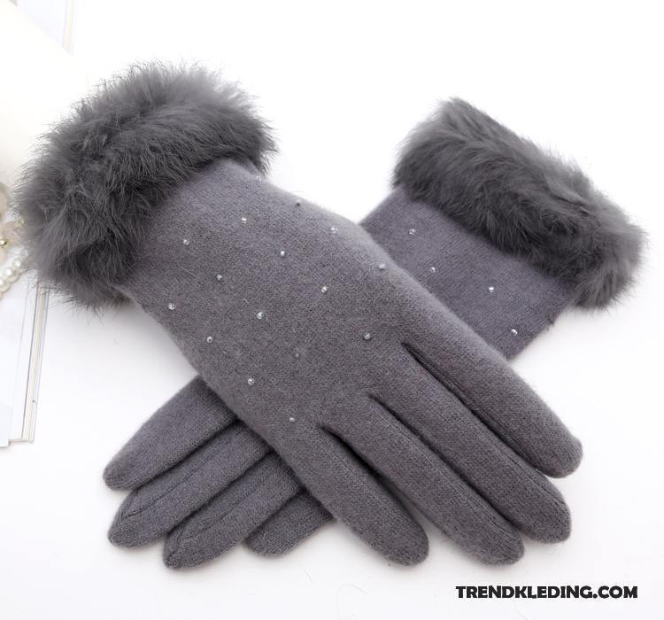 Handschoenen Dames Winter Schattig Herfst Doek Blijf Warm Wol Purper
