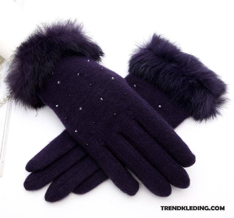 Handschoenen Dames Winter Schattig Herfst Doek Blijf Warm Wol Purper