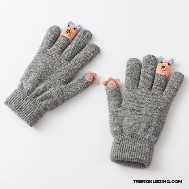 Handschoenen Dames Winter Touchscreen Fluweel Verdikken Schattig Blijf Warm Roze