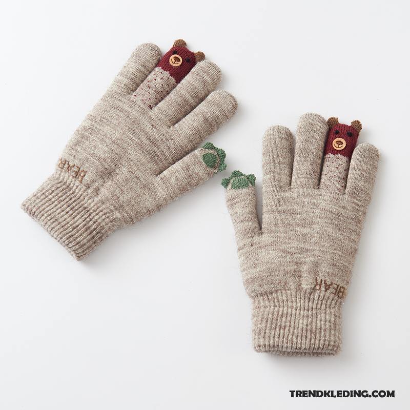 Handschoenen Dames Winter Touchscreen Fluweel Verdikken Schattig Blijf Warm Roze