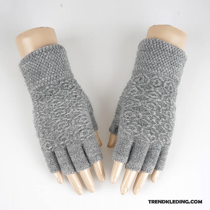 Handschoenen Dames Wollen Verdikken Breien Winter Blijf Warm Student Paars