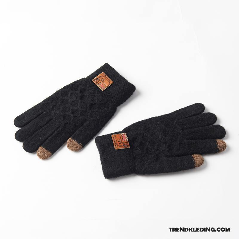 Handschoenen Heren Blijf Warm Halve Vinger Student Verdikken Wollen Winter Grijs