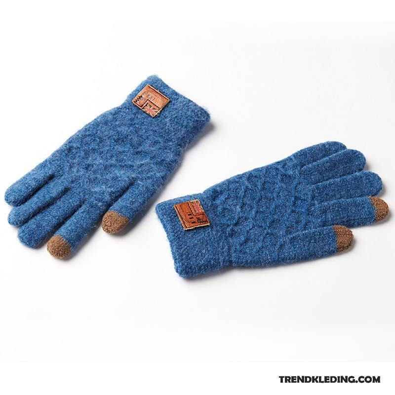 Handschoenen Heren Blijf Warm Verdikken Wollen Winter Breien Cyclus Grijs