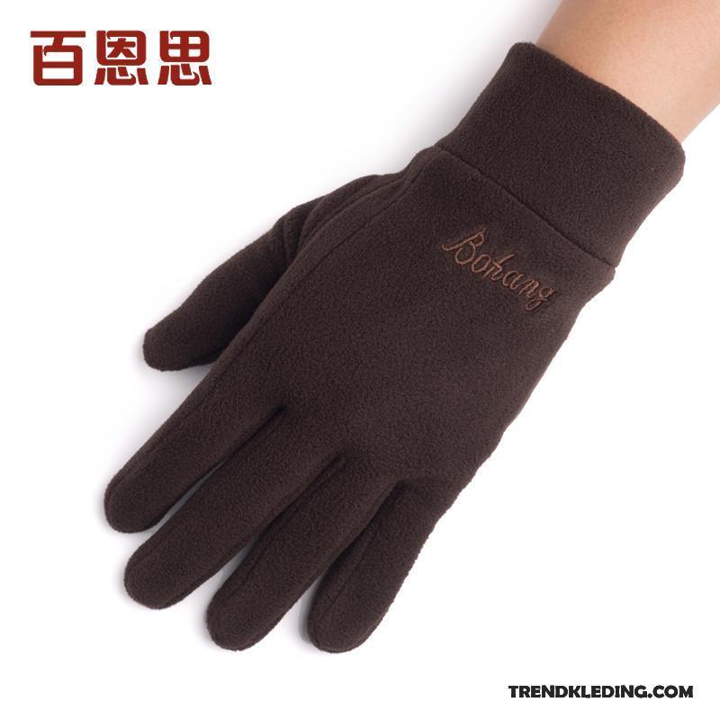 Handschoenen Heren Touchscreen Blijf Warm Winter Fluweel Koude Herfst Grijs Donker