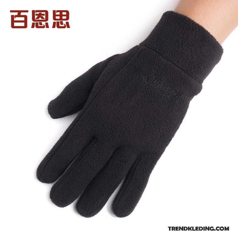 Handschoenen Heren Touchscreen Blijf Warm Winter Fluweel Koude Herfst Grijs Donker