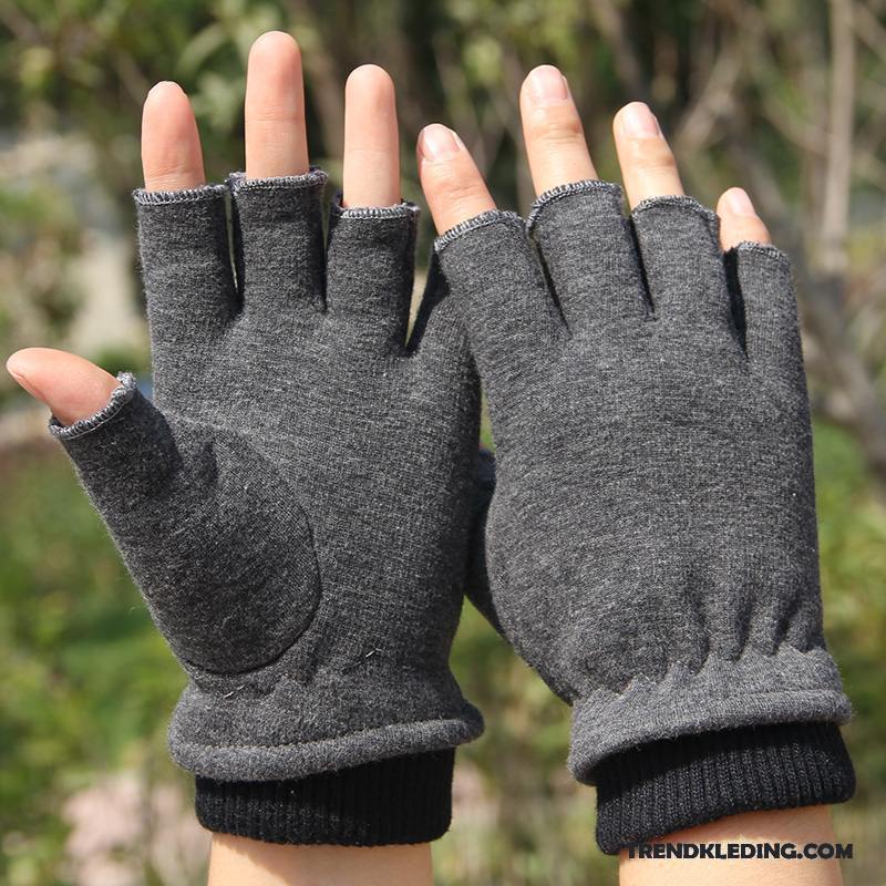 Handschoenen Heren Winter Halve Vinger Blijf Warm Van Katoen Cyclus Dames Rood
