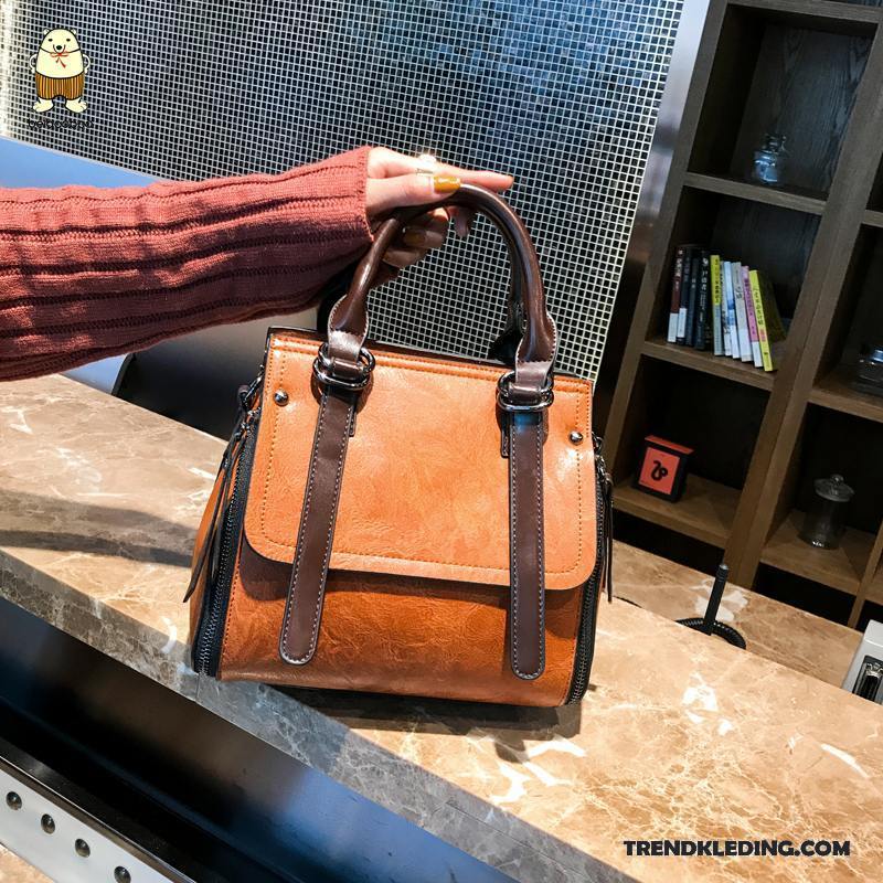 Handtas Dames Grote Tas Nieuw Voorjaar Eenvoudig Vintage Messenger Tas Bruine