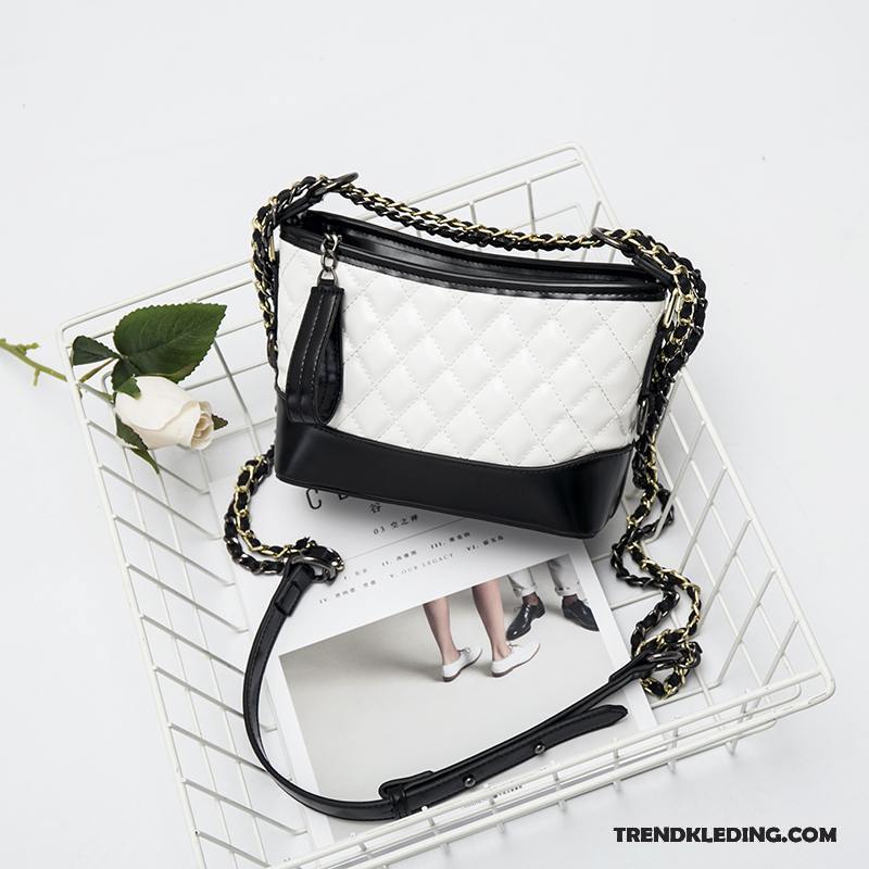 Handtas Dames Mini Messenger Tas Ruit Geurige Ketting Nieuw Zwart