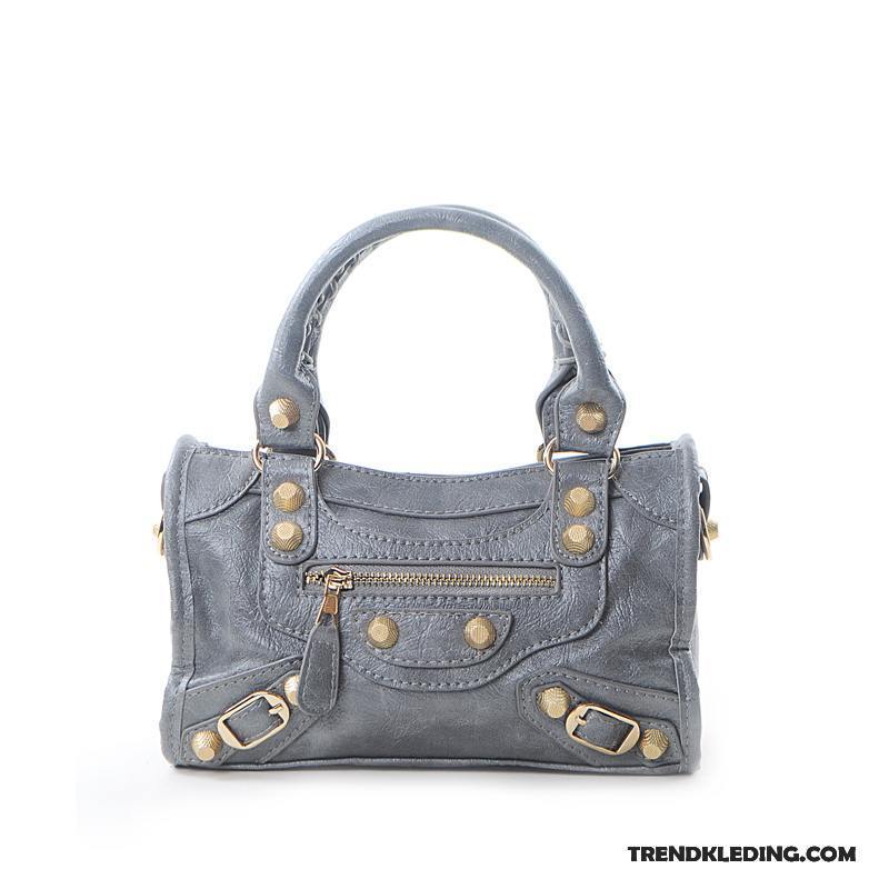 Handtas Dames Mini Vintage Groot Messenger Tas Mode Europa Blauw Goud