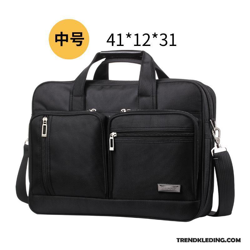 Handtas Heren Aktetas Computer Tas Trend Casual Canvas Business Zwart