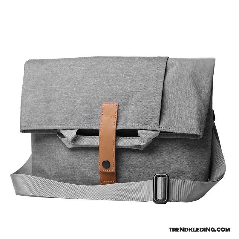 Handtas Heren Schoudertas Casual Messenger Tas Elke Dag Canvas Grijs Licht