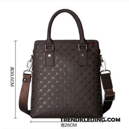 Handtas Heren Schoudertas Trend Messenger Tas Business Aktetas Leer Zwart