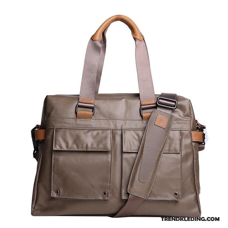 Handtas Heren Trend Grote Capaciteit Casual Canvas Nieuw Schoudertas Zwart