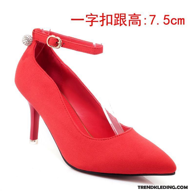 Hoge Hakken Dames 2018 Punt Schoenen Pumps Vrouwen Trouwschoenen Rood Licht