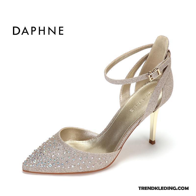 Hoge Hakken Dames Elegante Met Strass Punt Super Dunne Pumps Zilver