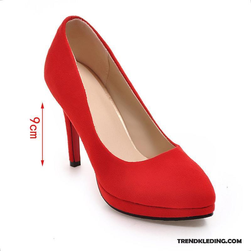 Hoge Hakken Dames Punt Vrouwen Pailletten Huwelijk Schoenen Pumps Rood