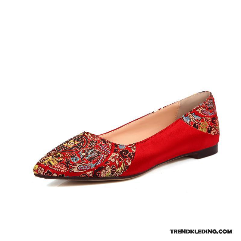 Hoge Hakken Dames Vrouwen Trouwschoenen Pumps Bruiloft Grote Maten Geborduurde Rood