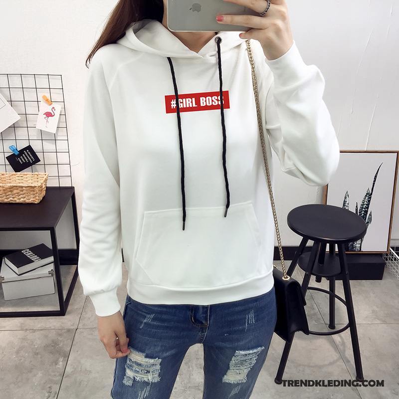 Hoodie Dames 2018 Losse Nieuw Lange Mouwen Trend Jas Zwart