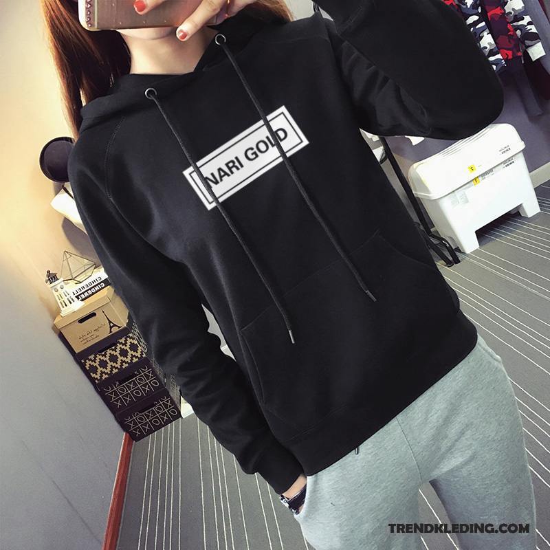 Hoodie Dames 2018 Losse Nieuw Lange Mouwen Trend Jas Zwart