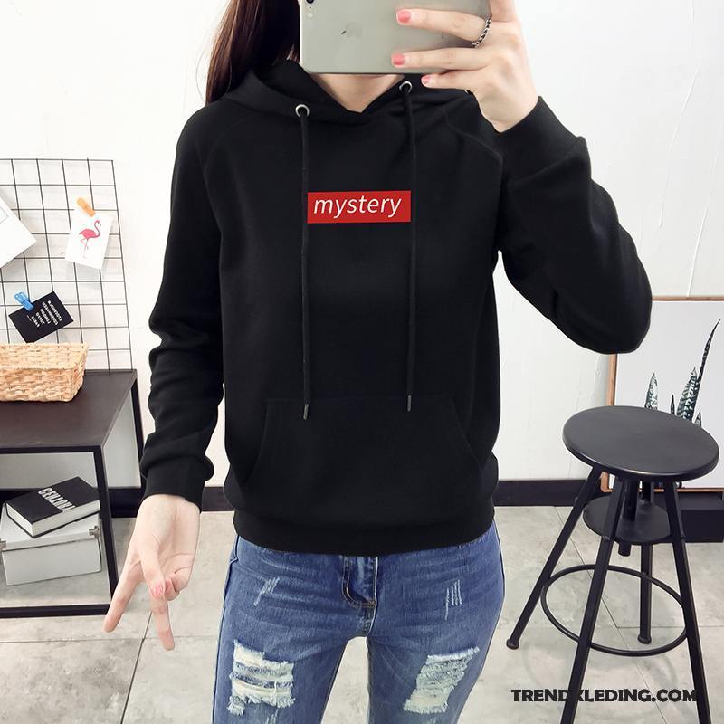 Hoodie Dames 2018 Losse Nieuw Lange Mouwen Trend Jas Zwart