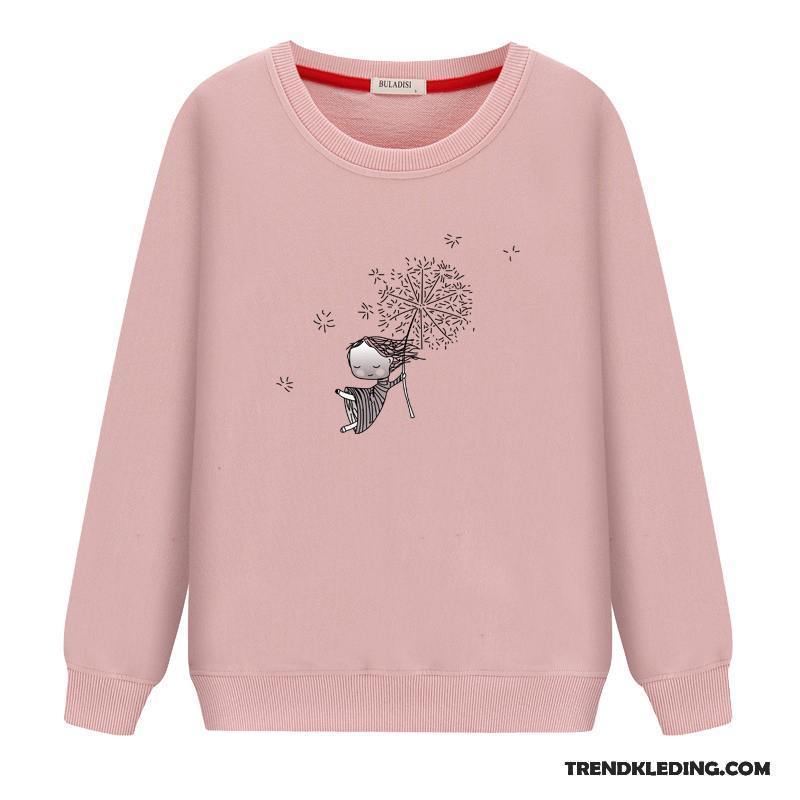 Hoodie Dames Jasje Student Losse Voorjaar Ronde Hals Pullover Wit
