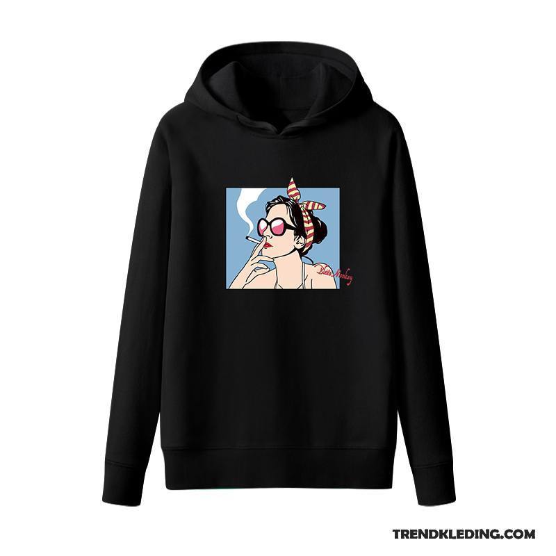 Hoodie Dames Katoen Jasje Voorjaar Dunne Pullover Lange Mouwen Zwart Grijs