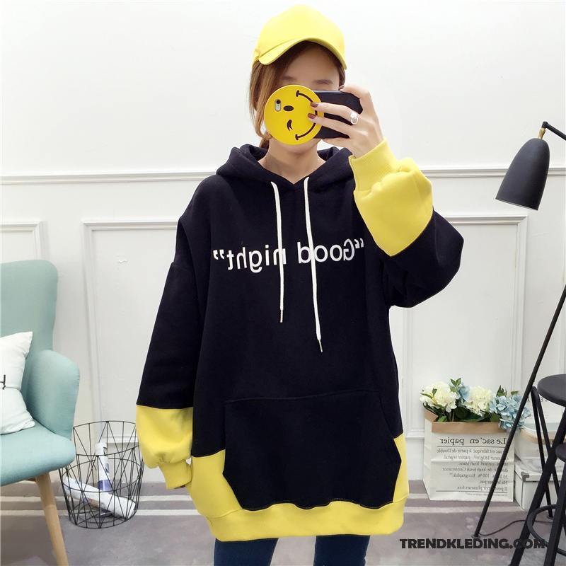 Hoodie Dames Nieuw Jas Student Trend Losse Plus Kasjmier Geel