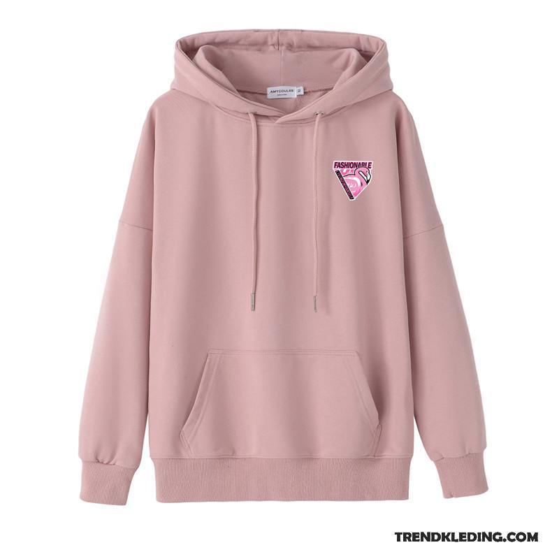 Hoodie Dames Plus Kasjmier Nieuw 2018 Vogel Losse Student Roze Zwart