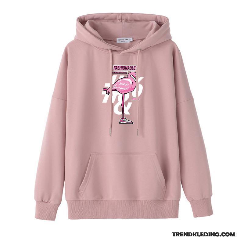 Hoodie Dames Plus Kasjmier Nieuw 2018 Vogel Losse Student Roze Zwart