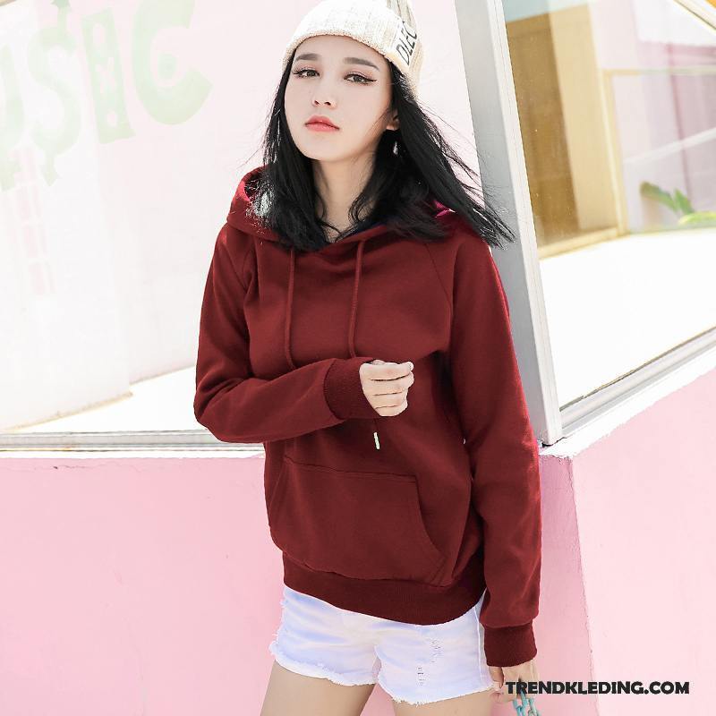 Hoodie Dames Super Dunne Voorjaar Lange Mouwen 2018 Losse Wit Grijs