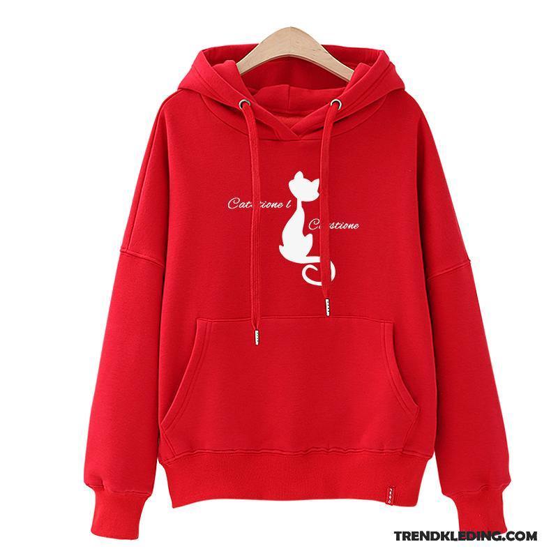 Hoodie Dames Trend Student Voorjaar Nieuw 2018 Losse Rood Zwart