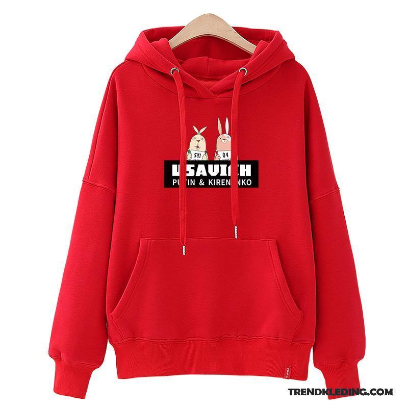 Hoodie Dames Trend Student Voorjaar Nieuw 2018 Losse Rood Zwart