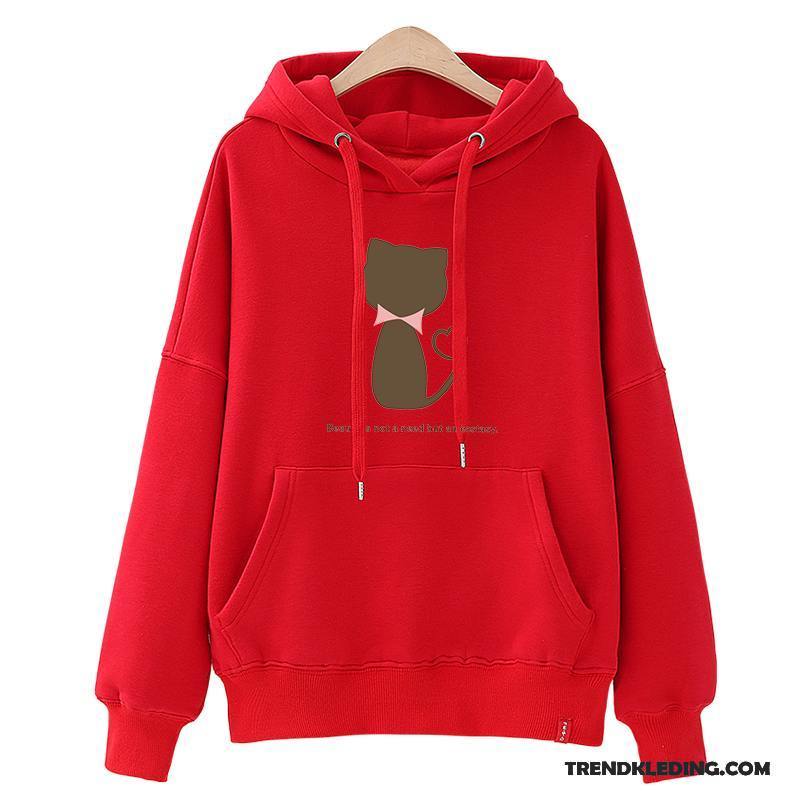 Hoodie Dames Trend Student Voorjaar Nieuw 2018 Losse Rood Zwart