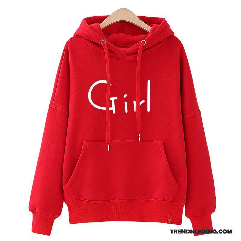 Hoodie Dames Trend Student Voorjaar Nieuw 2018 Losse Rood Zwart