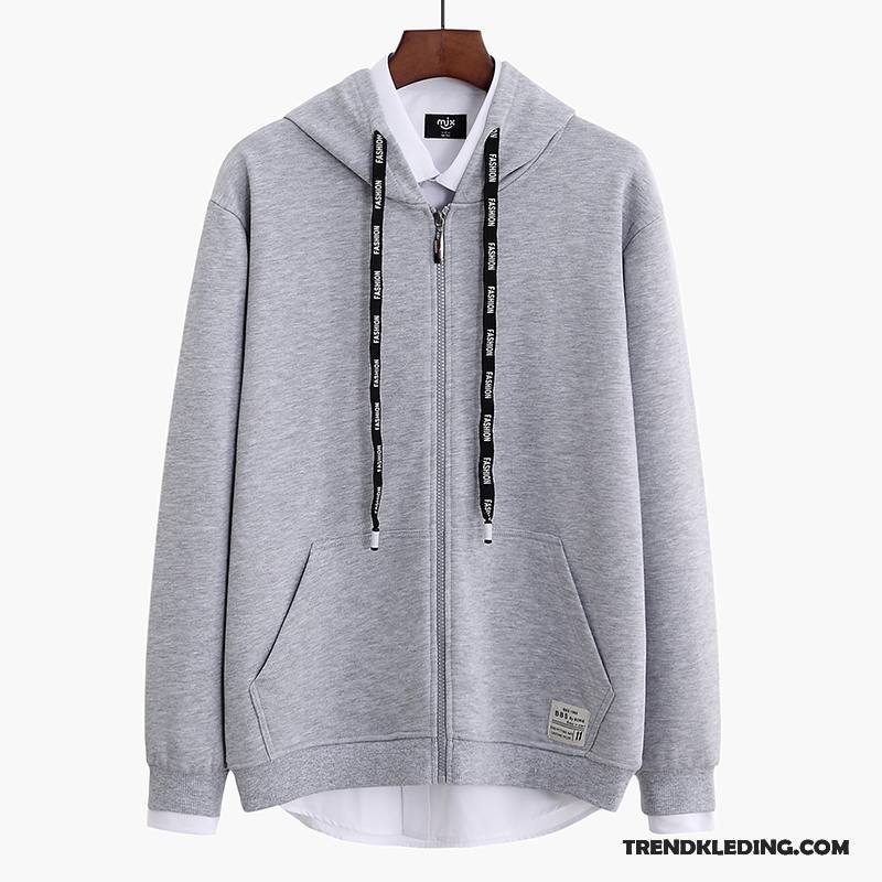 Hoodie Heren Dunne Trend Herfst Met Capuchon Cardigan Jeugd Rood