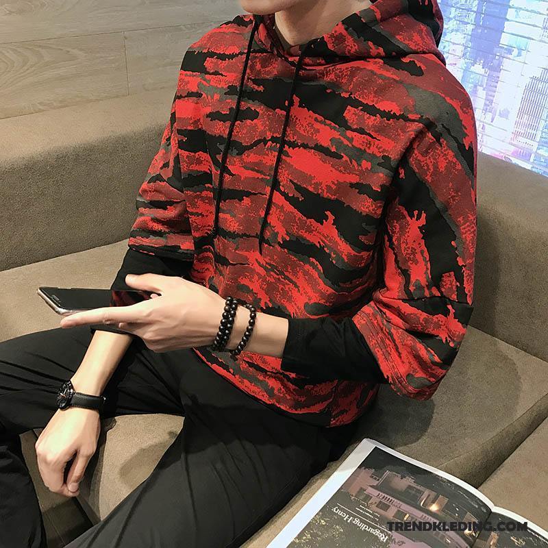 Hoodie Heren Jeugd Grote Maten Jas Pullover Trend Herfst Camouflage Rood