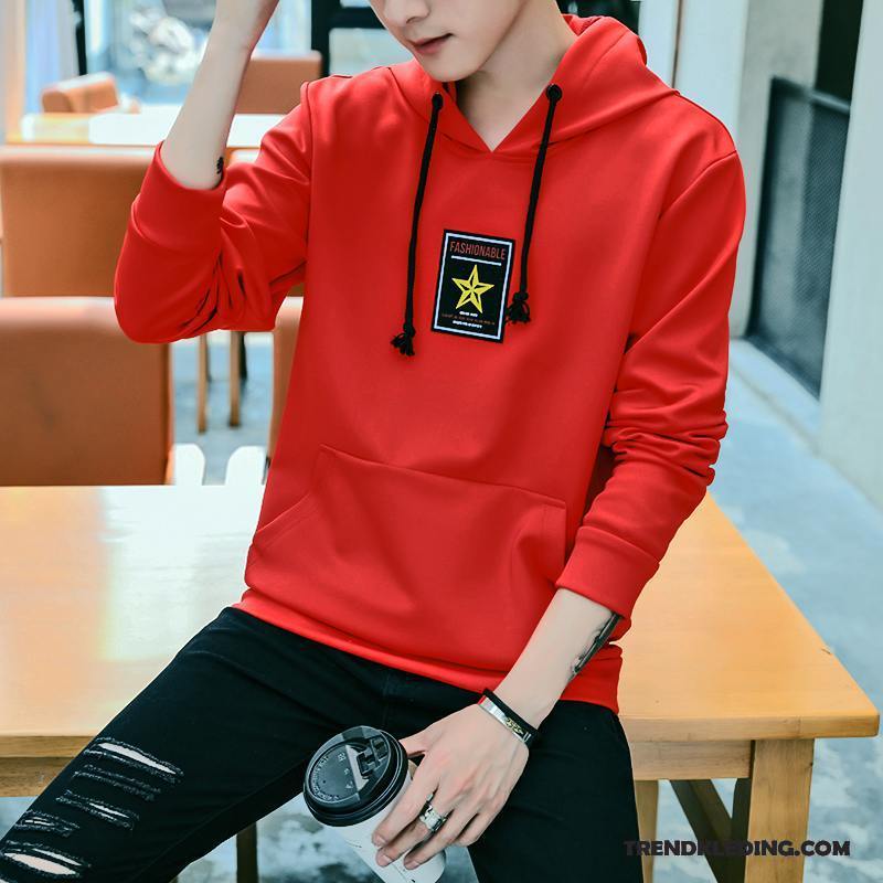 Hoodie Heren Trendy Merk Met Capuchon Mannelijk Student Sport Pullover Effen Kleur Wit