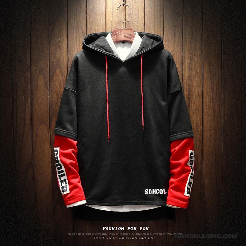 Hoodie Heren Voorjaar Student Jas Groot Jeugd Dunne Rood Zwart