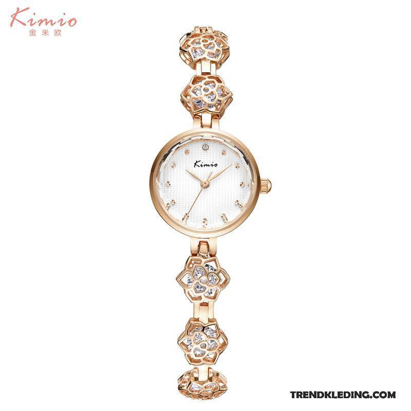 Horloge Dames Armbanden Persoonlijkheid Strass Quartz Horloge Student Bloemen Roze