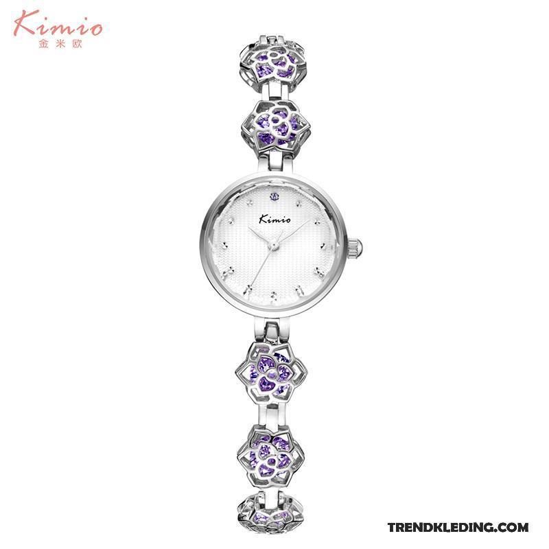 Horloge Dames Armbanden Persoonlijkheid Strass Quartz Horloge Student Bloemen Roze