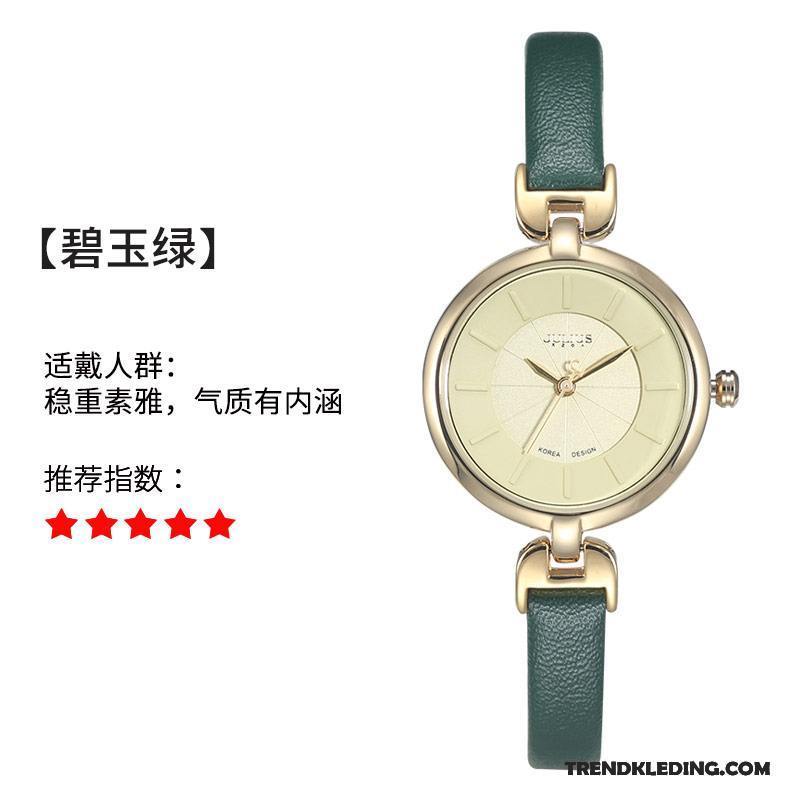 Horloge Dames Echt Leer Student Waterdicht Mini Echte Trend Groen